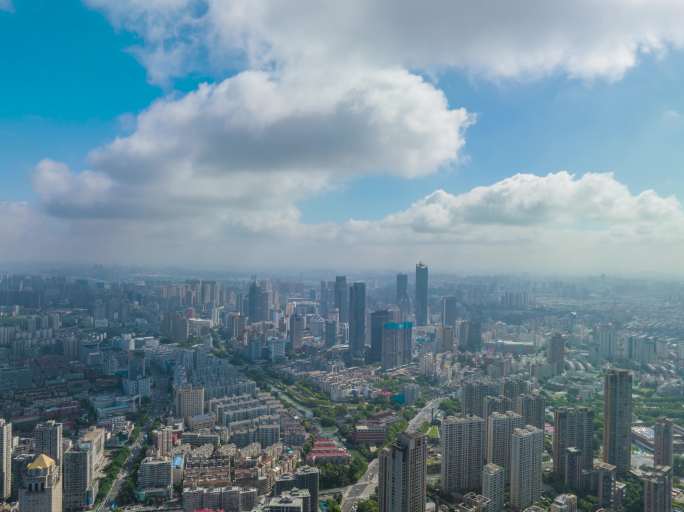 【4K】航拍无锡市中心地标建筑群全景延时