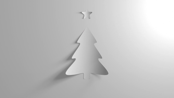 圣诞卡片(循环4k) -三维纸冷杉树与真实的阴影
