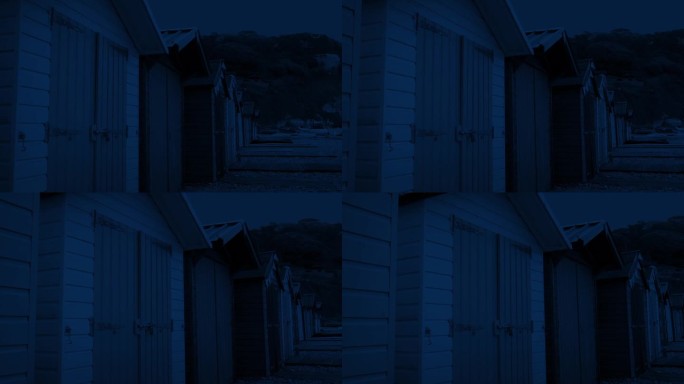 海滩小屋的夜间移动镜头