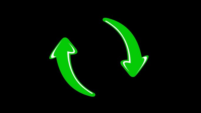 视频动画图标加载绿色箭头旋转圆形