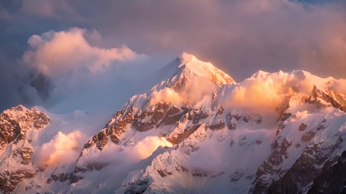 航拍雪山日落云海云层俯瞰大地大气震撼流云