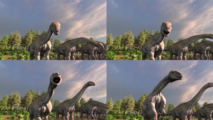 恐龙对着镜头吼叫