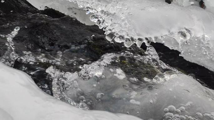 ⚝4K横屏⚝冰瀑布冬季流水冰层水花冲击