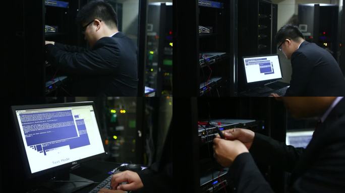 技术人员在数据机房维护检修
