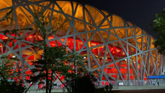 北京鸟巢水立方夜景奥林匹克体育中心