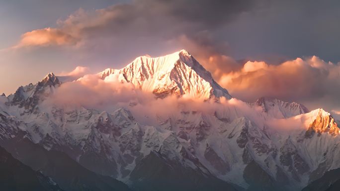 航拍雪山日落云海云层俯瞰大地大气震撼流云