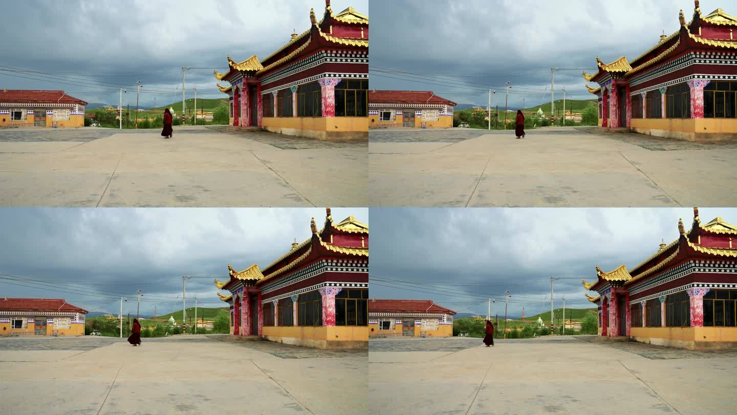 四川阿坝州旅游藏族寺庙郎依寺街景