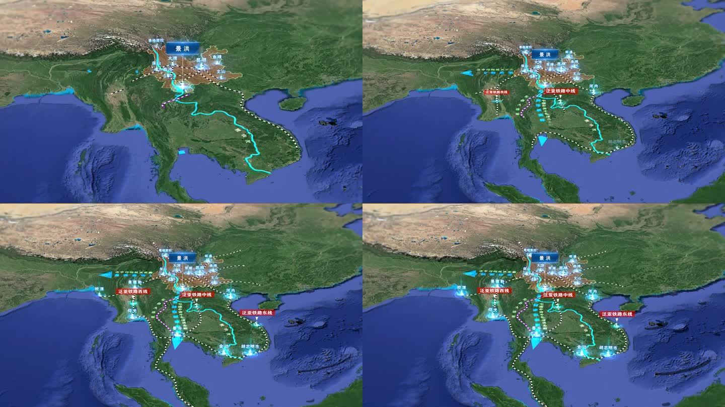 云南景洪地图中南半岛经济走廊泛亚铁路路网