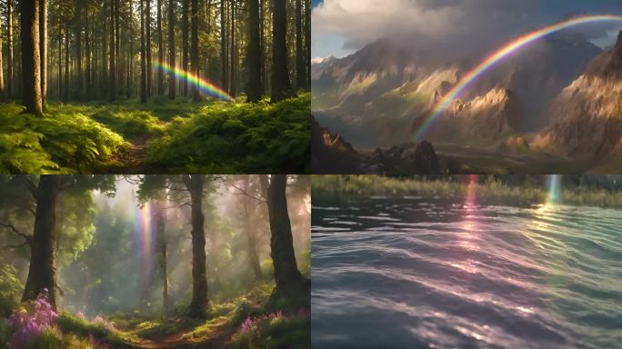 彩虹雨后彩虹山间彩虹水面彩虹林间彩虹