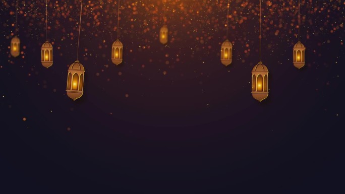 4K背景宰牲节穆巴拉克和传统灯笼斋月伊斯兰粒子照明动画。