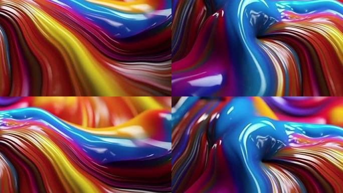 抽象彩色艺术海浪涌动创意粒子视觉投影