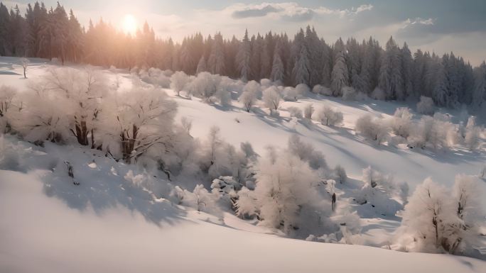 冬日雪景 雪山