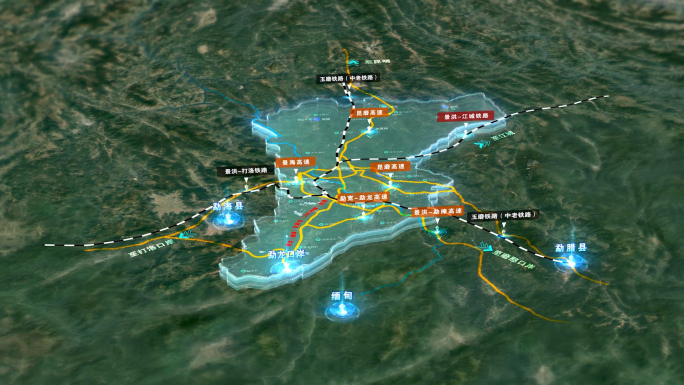 云南西双版纳景洪地图铁路高速路网勐龙口岸