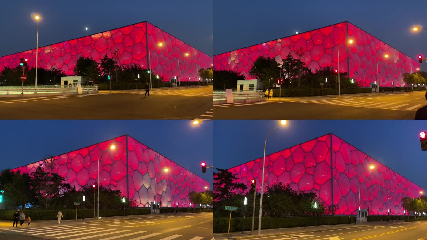 北京鸟巢水立方夜景奥林匹克体育中心