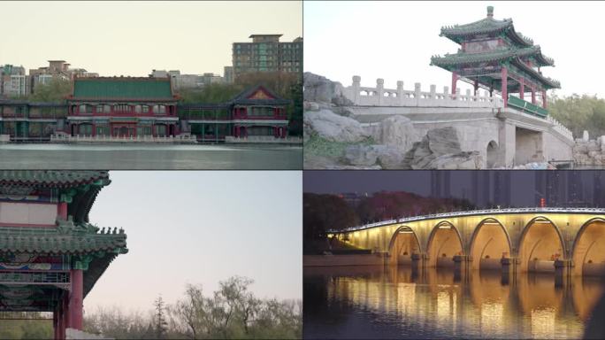 冬季北京 龙潭公园 桥 空镜