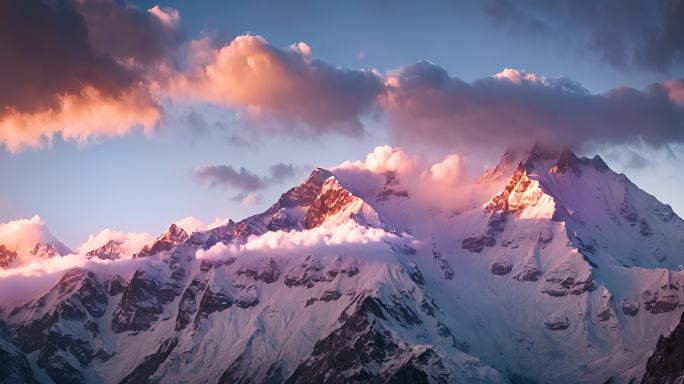 航拍雪山日落云海云层俯瞰大地大气震撼流云