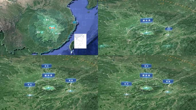 AE地图江西修水县湘鄂赣三省交界区位优势