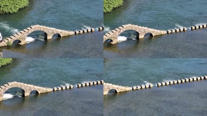 湖南湘西沱江网红石拱桥实拍原素材绿水青山