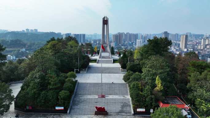 湖南郴州湘南起义纪念塔航拍视频合集