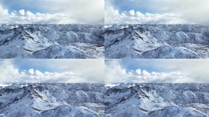 甘孜州巴塘县藏巴拉山雪山航拍雪景