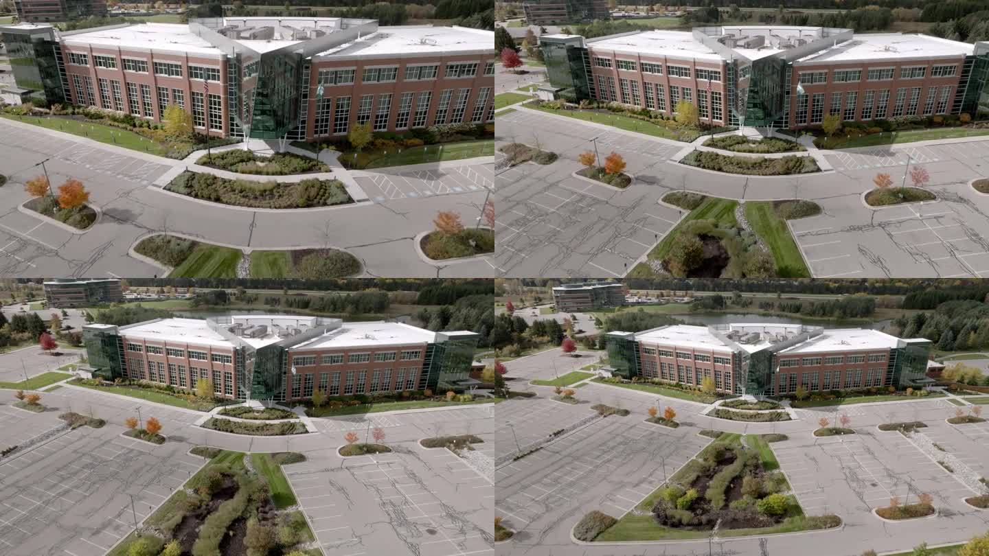 密歇根州东兰辛市MSUFCU总部大楼，无人机录像。