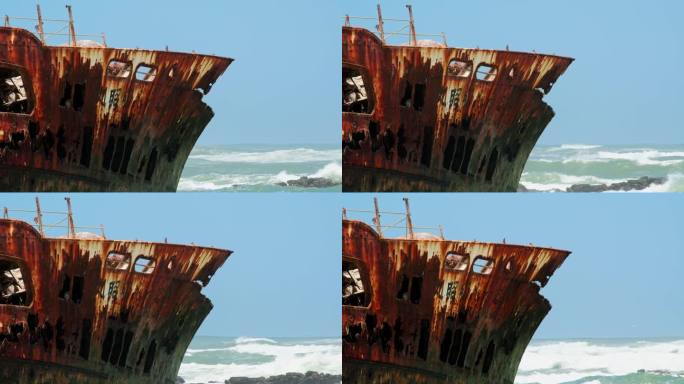 阿古拉斯海岸线上锈迹斑斑、饱经风霜的“美寿丸”38号沉船