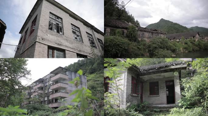 贵州黔东南丹寨县汞矿遗址 老建筑空镜