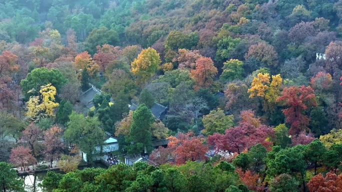 苏州天平山秋季红枫航拍