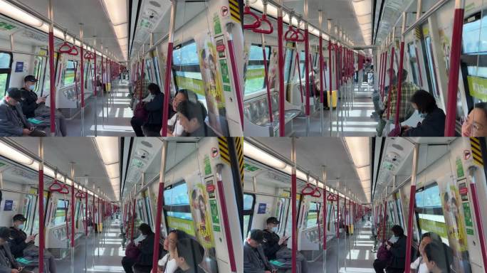香港东涌线地铁车厢内部场景