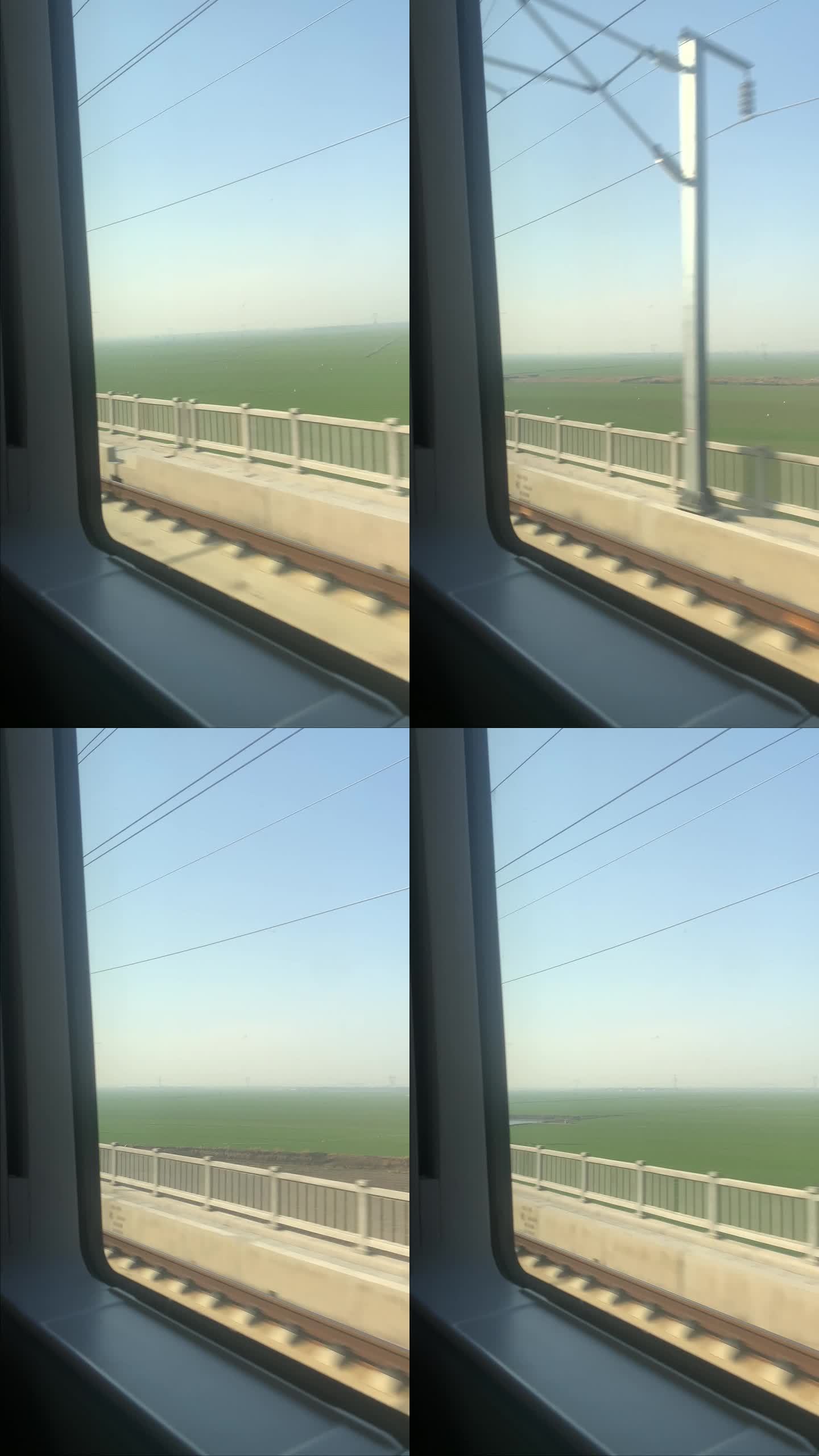 冬季高铁侧窗小麦田野风景