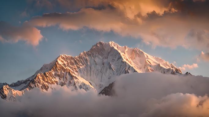 航拍雪山日落云海云层俯瞰大地大气震撼流云