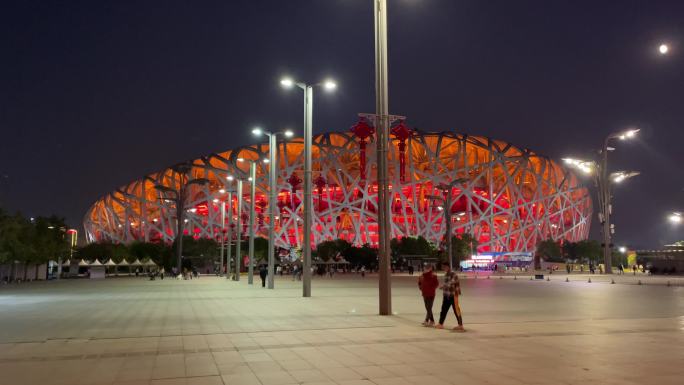 北京鸟巢水立方夜景奥林匹克体育中心