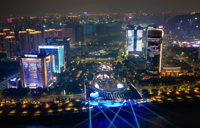 温州滨江商务区城市阳台夜景 延时摄影