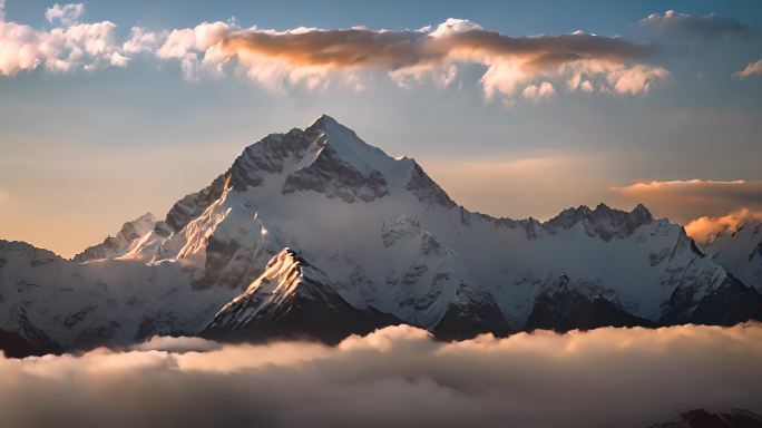 航拍雪山日落云海云层俯瞰大地大气震撼流云