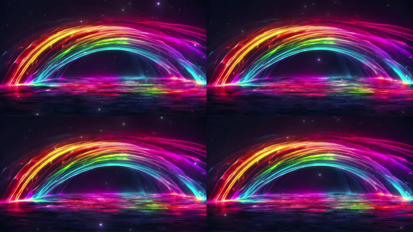 4K霓虹LED彩虹抽象舞台背景