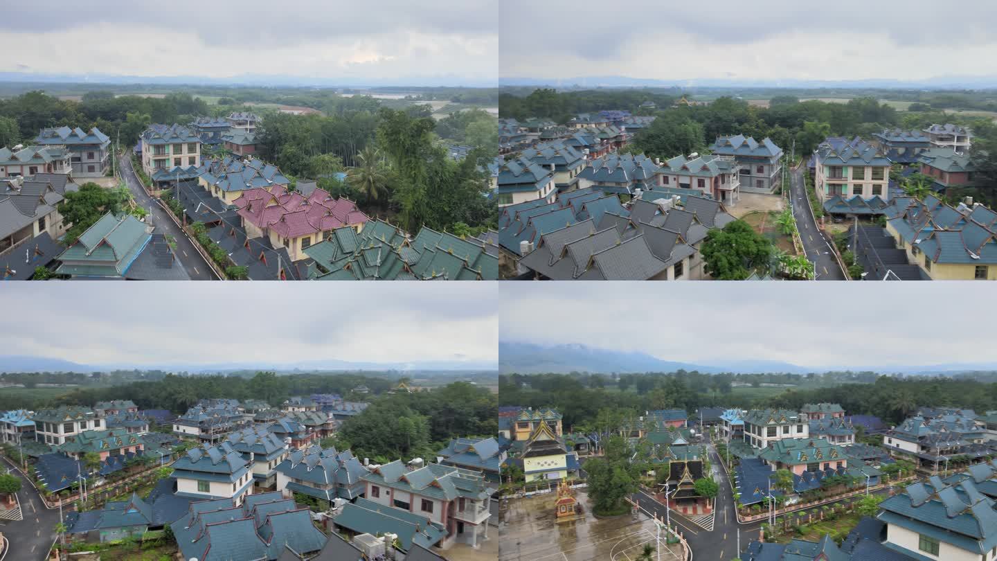 西双版纳曼法岱村寨4K航拍实景素材