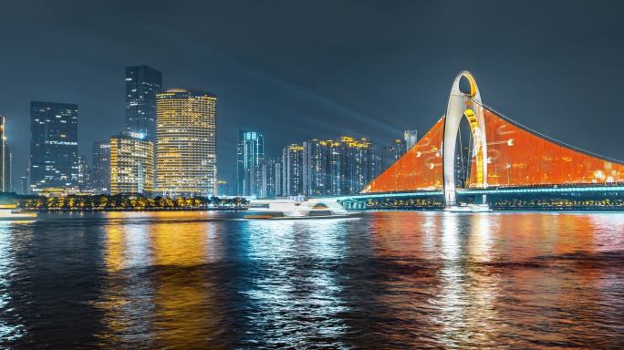 广州夜景猎德大桥珠江新城两岸风光