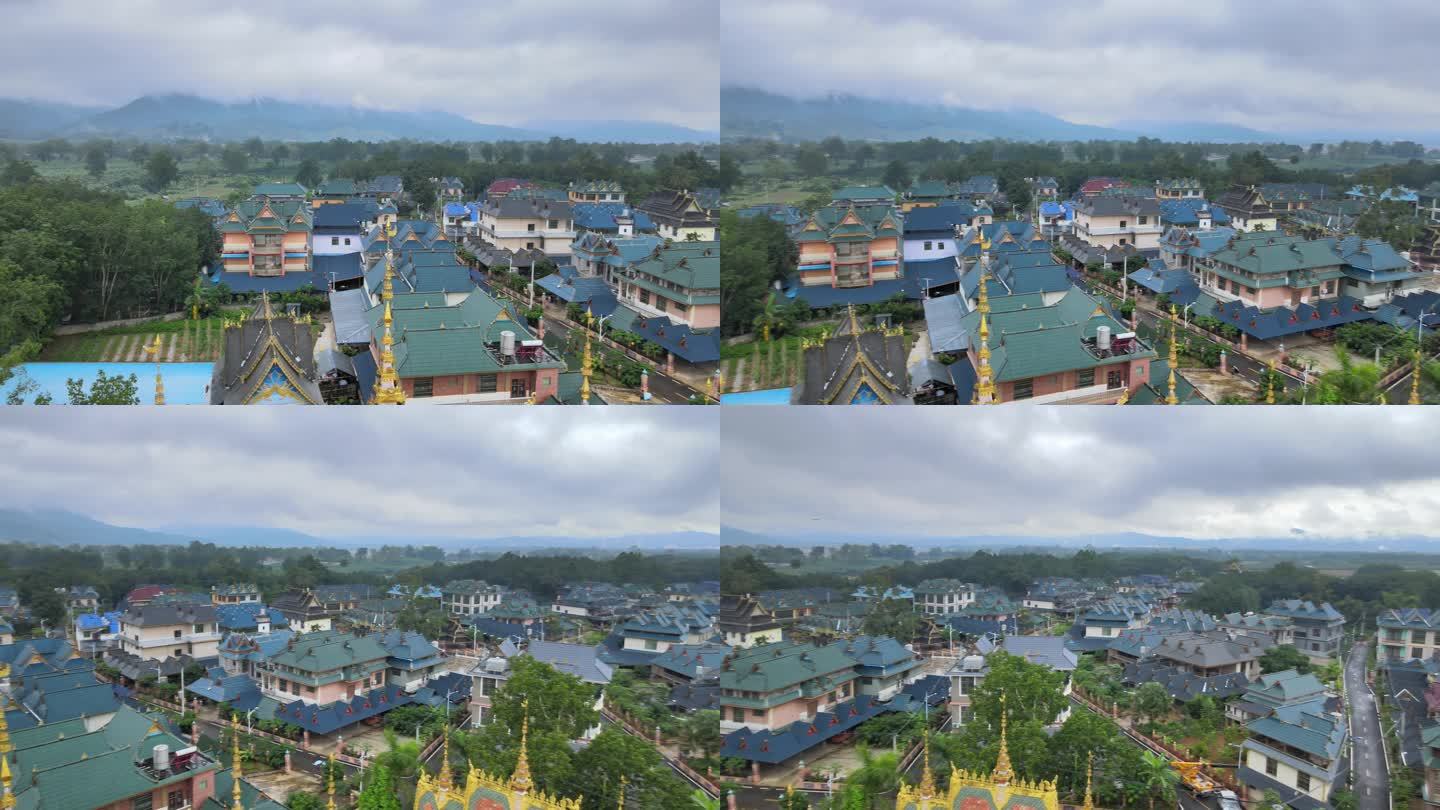 西双版纳曼法岱村寨4K航拍实景素材