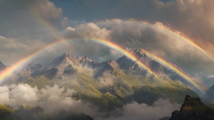 彩虹雨后彩虹山间彩虹水面彩虹林间彩虹