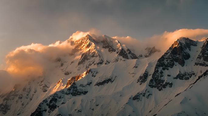 航拍雪山日落云海云层俯瞰大地大气震撼流云