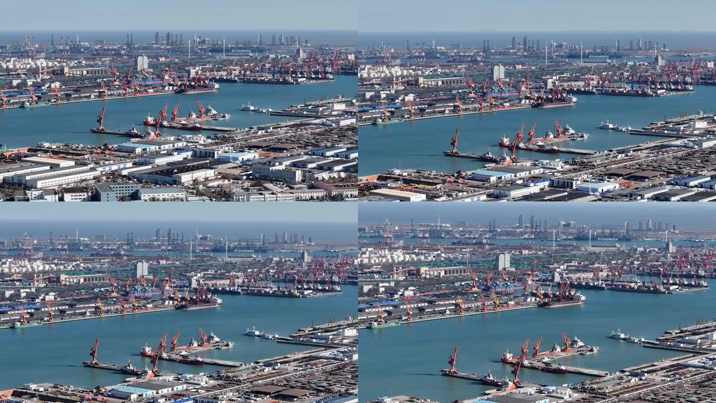 天津滨海新区马路航拍临海公路工业区港口