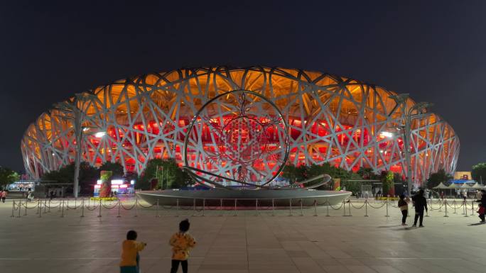 北京鸟巢水立方夜景奥林匹克体育中心