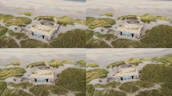 沿海电池克利特莫勒，Thisted，丹麦-沿海掩体的广泛视角-无人机轨道