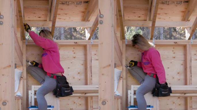 女建筑工人从零开始建造家园