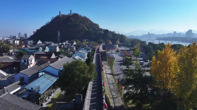 台州府城临海古镇古城墙航拍