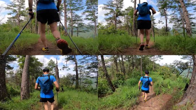 在森林里跑步的人飞奔狂奔视频素材