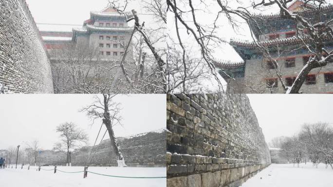 北京古城墙飘雪【4K升格】