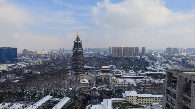 航拍常州雪景