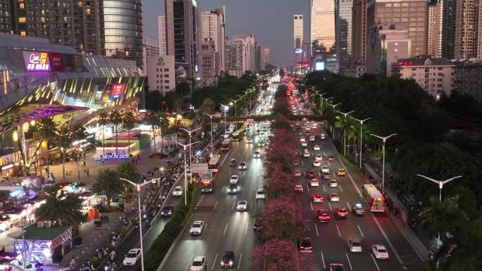 南宁民族大道航拍升格夜景