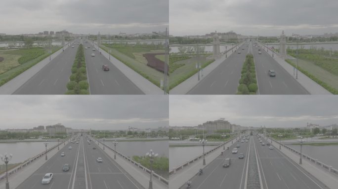 航拍 乌兰浩特 跨河大桥 空镜 4K